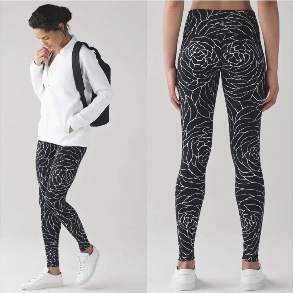 Lululemon Wunder Under Radiate‎ Rose Alpine Leggings Full-on Luxtreme Sz 6 Black - Picture 3 of 13